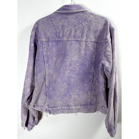 POL Lavender Pastel Goth Unique Modern Cowgirl Country Corduroy Trucker Jacket S - Picture 5 of 6